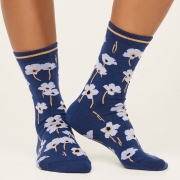 Thought Bio-Katoenen Sokken - Poppies Twilight Blue Comfortabele sokken van bio-katoen